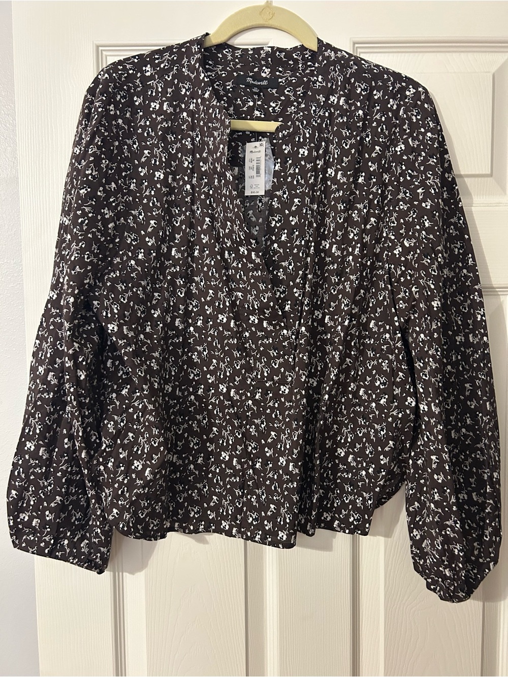 Madewell Dark Brown Printed Long-Sleeve Blouse